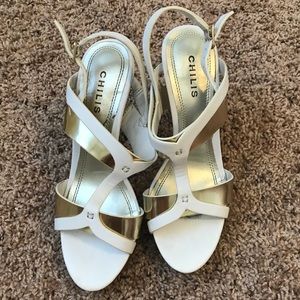White and gold heels